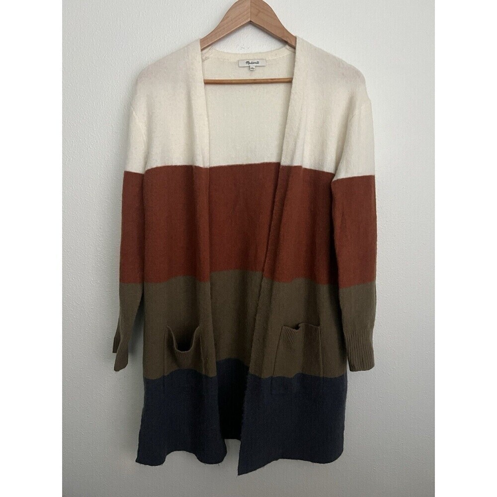 Madewell Duster Cardigan Sweater XS Kent Striped Wool Alpaca Blend Color Block